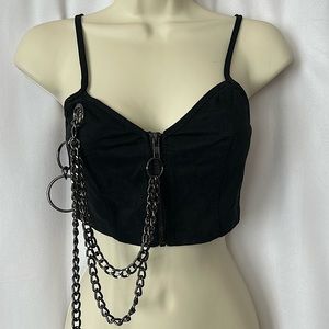 Carmar NWT Sexy Black Chained Adjustable Straps Tank Crop Top **Size 6**🔥🔥